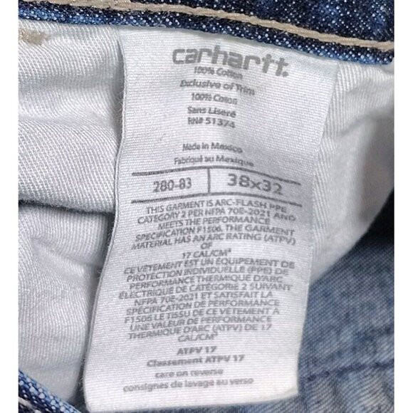 Carhartt FR Men Denim Jeans 38x32 Dark Blue CAT2 NFPA 2112 Workwear - Picture 4 of 14